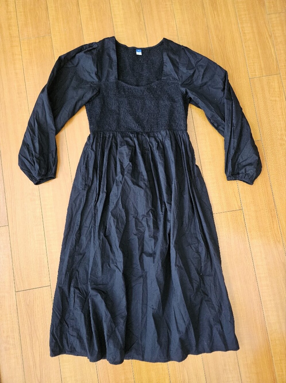 NEVER WORN Old Navy Black Smocked Square-Neck Midi Dress Sz Size L - Picture 2 of 13